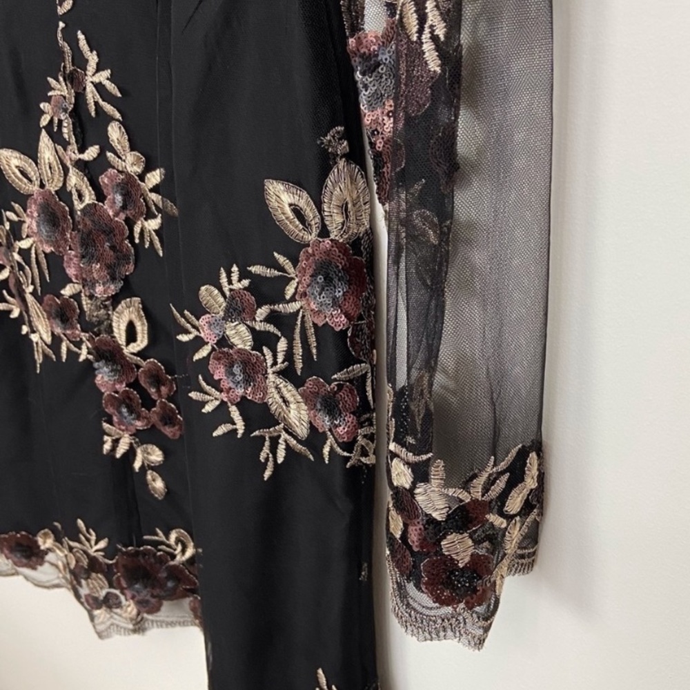 Cupcakes and Cashmere Jansen Floral Sequin Embroidered Mesh Mini Dress Size 6 - Picture 10 of 13
